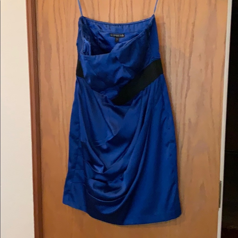 Strapless blue dress